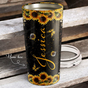 Personalized Police Butterfly and Sunflower You Are My Sunshine Tumbler