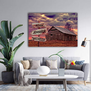Personalized House And Farm Multi-Names Premium 0.75 & 1,5 Framed Canvas - Street Signs Customized With Names- Home Living- Wall Decor