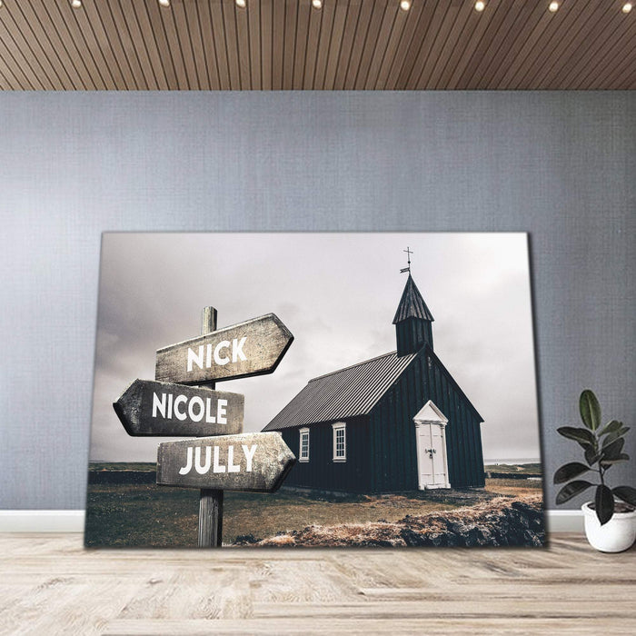 Personalized Iceland House Multi - Names Premium - Street Signs Customized With Names Canvas