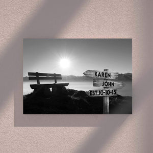 Personalized Dawn On The River Multi-Names Premium 0.75 & 1,5 Framed Canvas - Street Signs Customized With Names- Home Living- Wall Decor