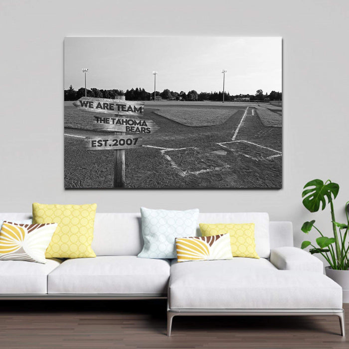 Personalized Baseball Team Canvas, Baseball School Team Canvas, Street Signs Customized With Names Canvas
