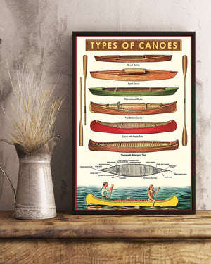 Types Of Canoes Canvas, Canoes Knowledge Vintage Canvas, Wall Art Decor