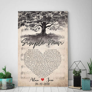 Personalized Couple Names- Simple ManSong Lyrics 0.75 & 1.5 In Framed Canvas- Anniversary Gifts- Canvas Wall Art