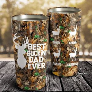 Personalized Deer Best Buckin' Dad Ever Tumbler, Hunting Camouflage Tumbler, Gift For Dad,