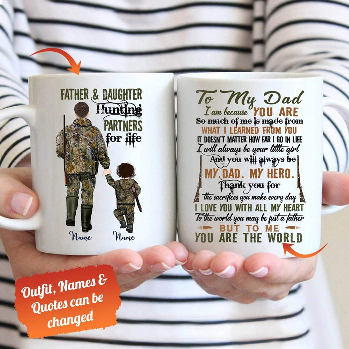 Personalized Father And Daughter Hunting Partners For Life Coffee Mug, Gift For Dad Idea