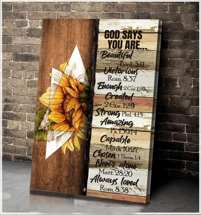 Awesome Family Gift - God - Sunflower - God Says You Are Beautiful Canvas, Awesome Family Gift Canvas