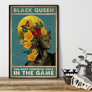 Black Queen The Most Powerful Piece In The Game Vintage Canvas, Black Queen Canvas, 0.75 & 1.5in Framed