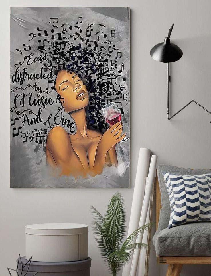 African American Art Lose Your Mind Find Your Soul Canvas , Afro Music Lady Print Decor, Wine Art, Home Decor