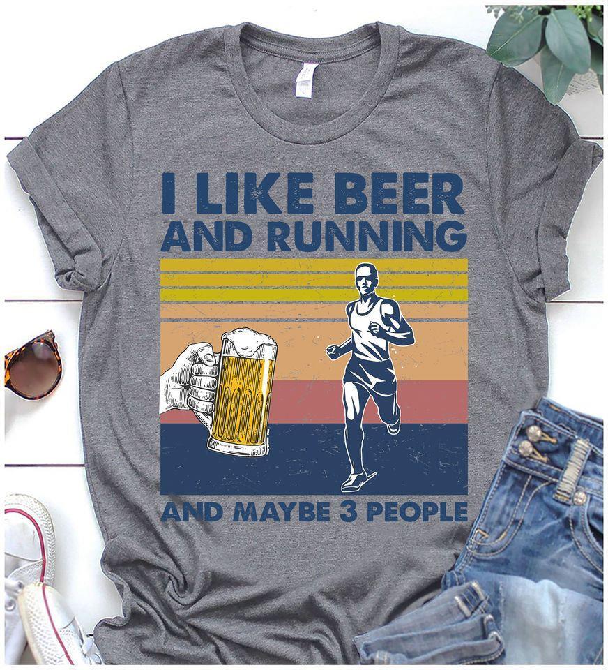I Like Beer And Running And Maybe 3 People Vintage Shirt, Runner Shirt, Funny Beer Shirt