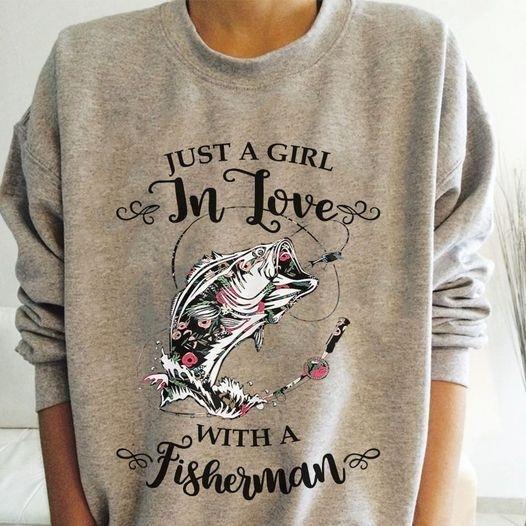 Just A Girl In Love With A Fisherman Shirt, Couple Love Shirt, Fishing Couple, Fisherman’s Wife Shirt