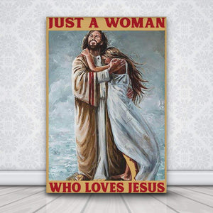 Just A Woman Who Loves Jesus 0.75 & 1,5 Framed Canvas - Gift Idea- Housewarming Gifts- Home Decor - Wall Art
