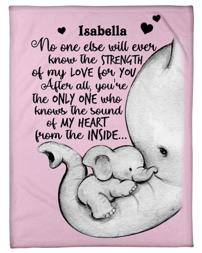 Personalized Elephant No One Else Will Never Know The Strength Of Love For You Fleece Blanket, Gift For Kids Blanket