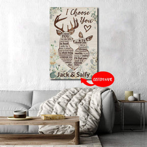 Personalized Deer I'd Find You And I'd Choose You 0.75 &1.5 In Framed Canvas - Anniversary Gifts- Wedding Gifts- Home Decor, Wall Art