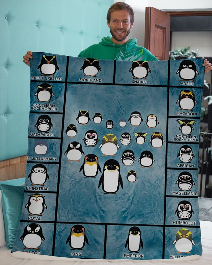 Cute Penguin Breed Arctic Fleece Blanket, Penguin Lovers, Best Gift For Kids, Family Blanket
