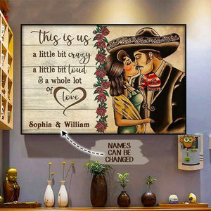Personalized Mexican Couple This Is Us Vintage Canvas, Amor A La Mexicana Art, Couple Gift, Anniversary Gift, Wall Art