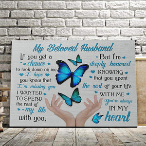 My Beloved Husband You Are Always In My Heart 0.75 & 1,5 Framed Canvas- Anniversary Gifts- Home Decor- Canvas Wall Art