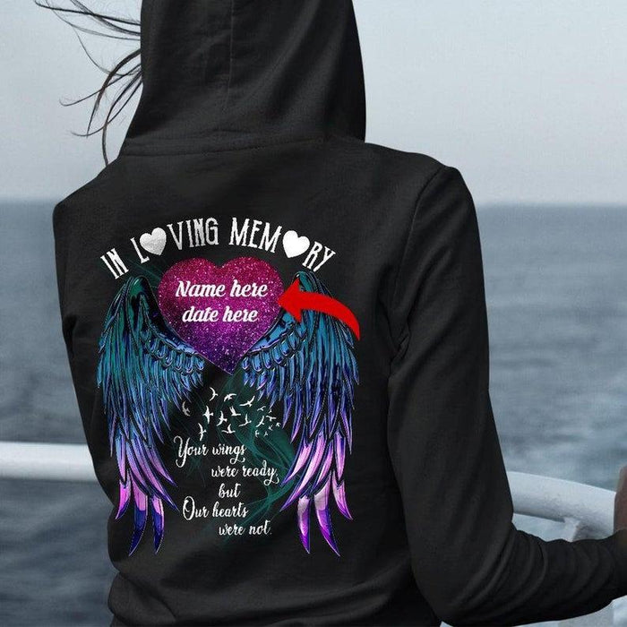 Personalized Shirt In Loving Memory Angel Wings, Husband And Wife
