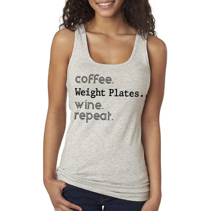 Funny Coffee Weight Plates Wine Repeat Shirt, Gift For Gymers, Work Out Shirt, Gift Shirt