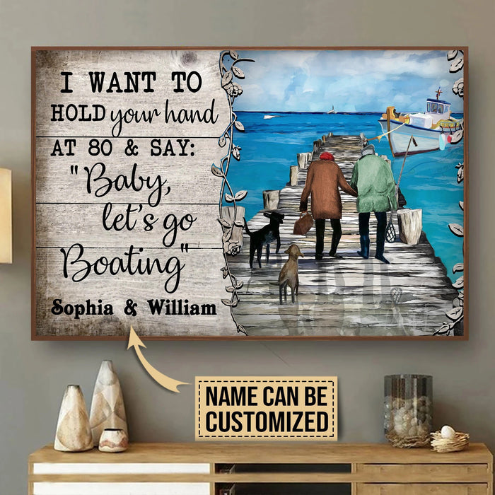Personalized Couple Boating Fishing Hold Your Hand Anniversary Gift