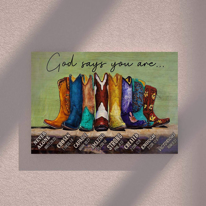 The Cowboy Shoe - God Say You Are - Farmer Gifts Canvas