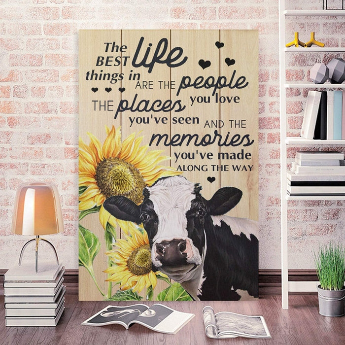 Cow and Sunflower Canvas Prints The Best Things In Life - Farmer Gifts - Canvas