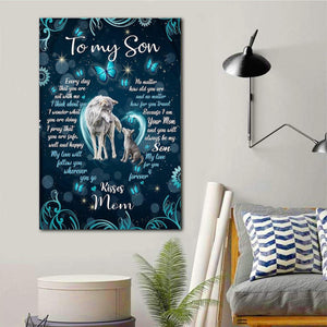Wolf To My Son Everyday That You Are Not With Me I Think About You From Mom 0.75 & 1,5 Framed Canvas -Gift For Son -Home Decor- Wall Art