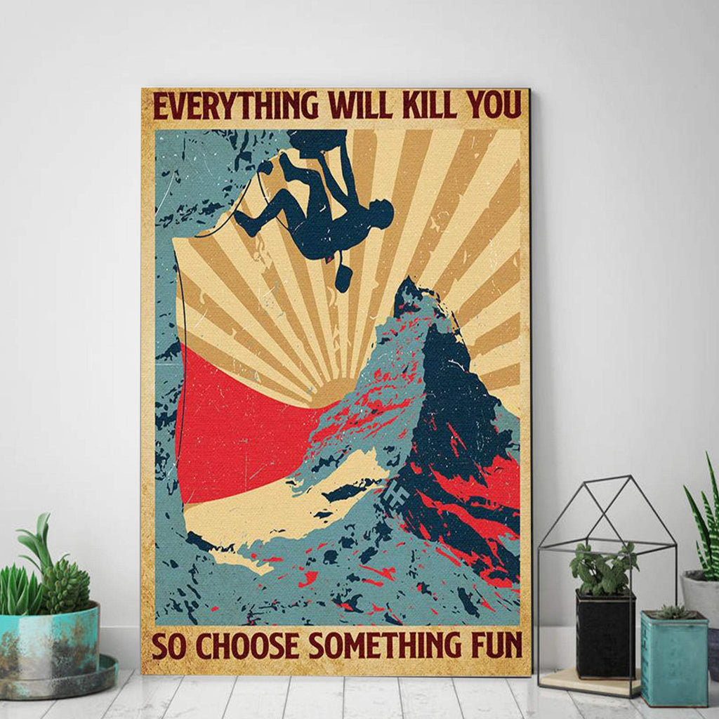 Climbing Choose Something Fun Vertical 0.75 & 1,5 Framed Canvas -Gift For Climber -Home Decor- Wall Art