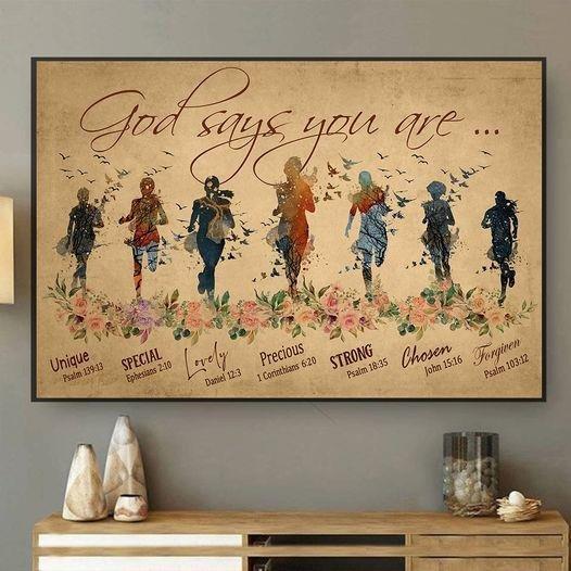 Girl Runner - God Says You Are Unique Special Lovely Precious Strong Canvas, For Running Lover Canvas, Runner Canvas, Gift For Her
