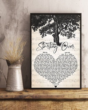 Starting Over Heart Script- Let's Take Our Chances And Roll The Rice Tree Life Vintage Canvas, Song Lyrics Inspired Art Canvas, Wall Art