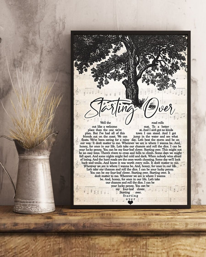 Starting Over Heart Script - Let's Take Our Chances And Roll The Rice Tree Life Vintage Canvas, Song Lyrics Inspired Art Canvas