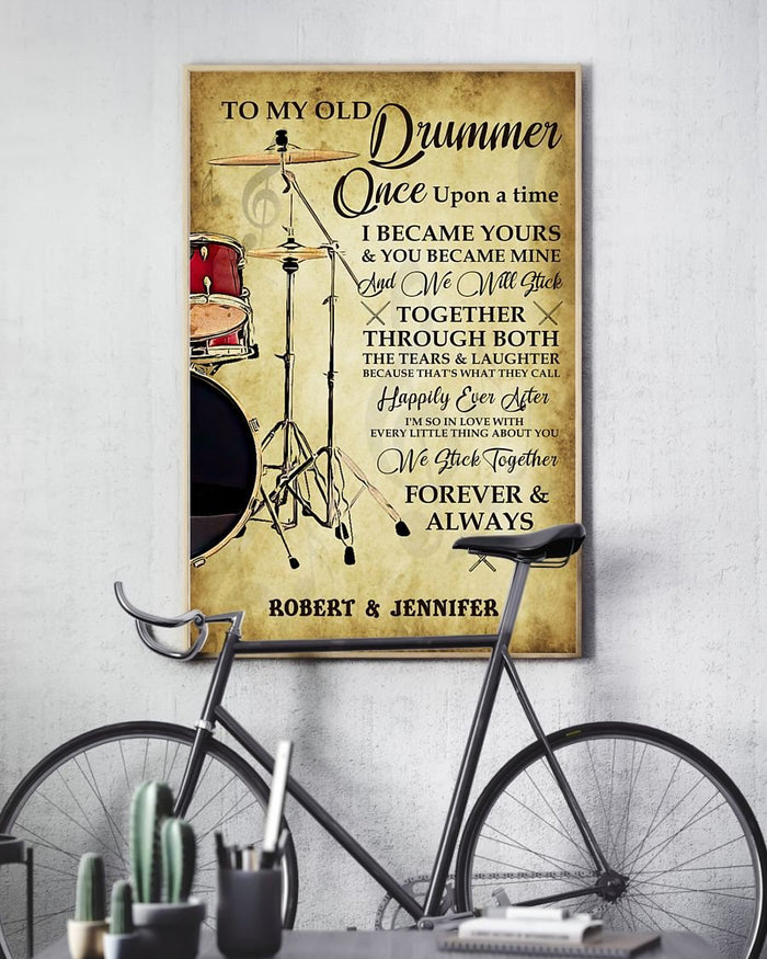 Personalized To My Old Drummer Vintage Canvas, Drum Canvas, Music Lover Canvas, Couple Gift, Couple Canvas, Husband And Wife
