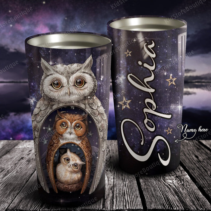 Personalized Happy Owl Family Tumbler - Best Gift for Owl Lovers - Owl Cup - Best Idea Gift