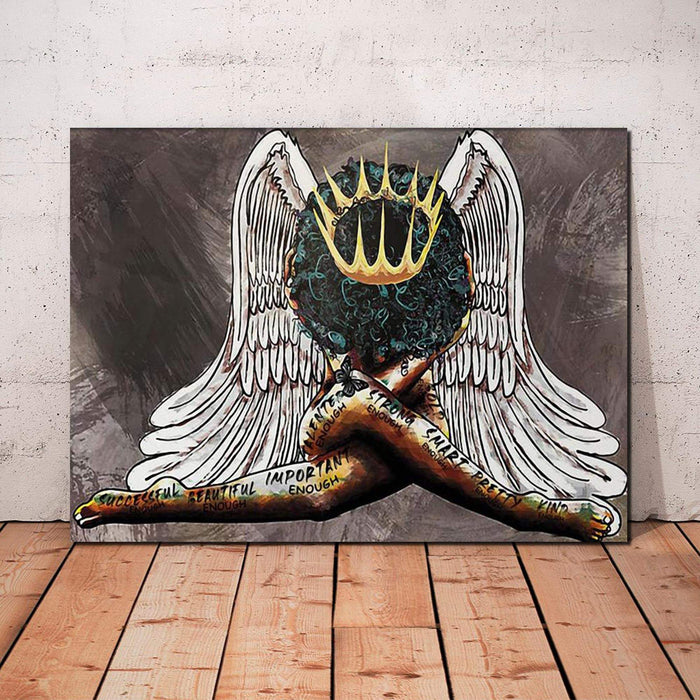 African American Angel - Afro Woman Painting for Living Room, Bedroom Canvas