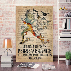 Let us run with perseverance the race marked out for us, Running lover Canvas