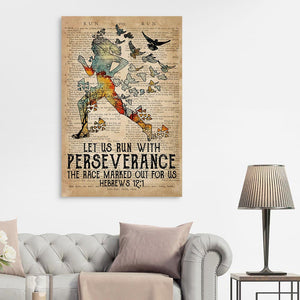 Let us run with perseverance the race marked out for us, Running lover Canvas
