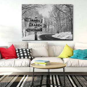 Winter in the Jungle Black and White, Street Signs Canvas, Personalized Canvas