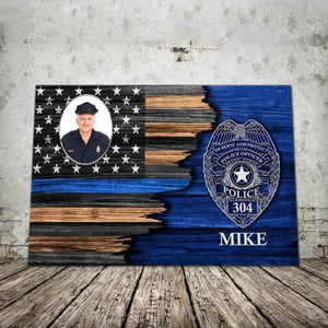 Police Man Custom Name & Photo Canvas