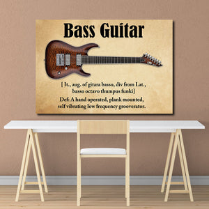 Bass guiltar, A hand operated, plank mounted, Gift for Guiltar lover Canvas