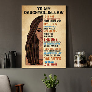 To my Daughter-in-law, you're also my Daughter-in-heart Canvas, Gift from Mom Canvas