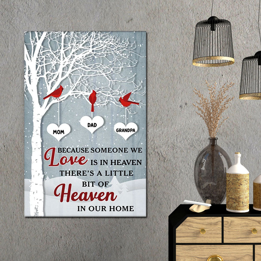 There’s is a little bit of Heaven in our home, Gift for Family Canvas