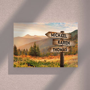 Dawn On The Mountain - Street Signs Canvas