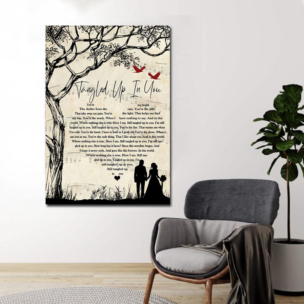 Tangled up in you, Song lyris Canvas, Gift for Couple Canvas