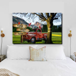 Truck in the grass field, Street Signs Canvas, Couple Canvas, Personalized Canvas