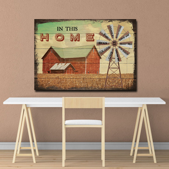In this home we do love, hugs, fun, Gift for Family Canvas, Wall-art Canvas