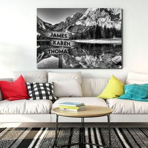 Mountain lake view black and white Canvas, Street Signs Canvas
