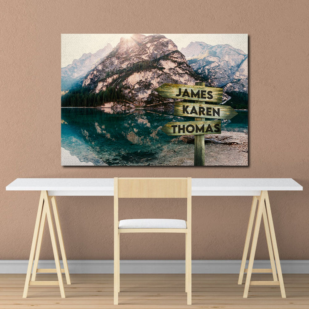 Mountain lake view Canvas, Street Signs Canvas