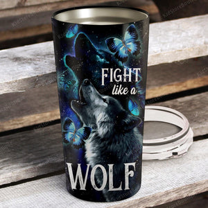 Fight Like A Wolf Never A Victim Forever A Diabetes Warrior, Personalized Tumbler, Gift for Him