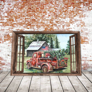 Chrismas Tree in the Truck Canvas, Wall-art Canvas