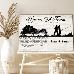 Fishing Couple, We're a team Canvas, Personalized Canvas