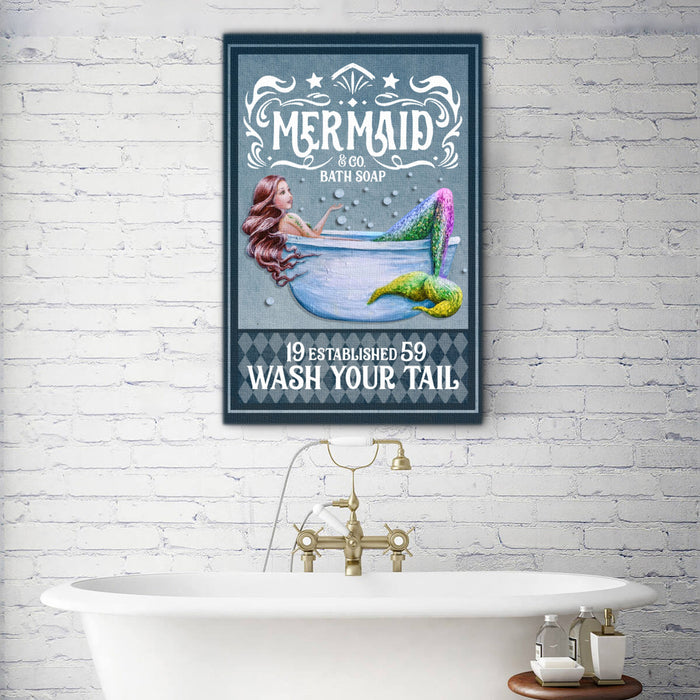 Mermaid wash your tail Canvas, Wall-art Canvas